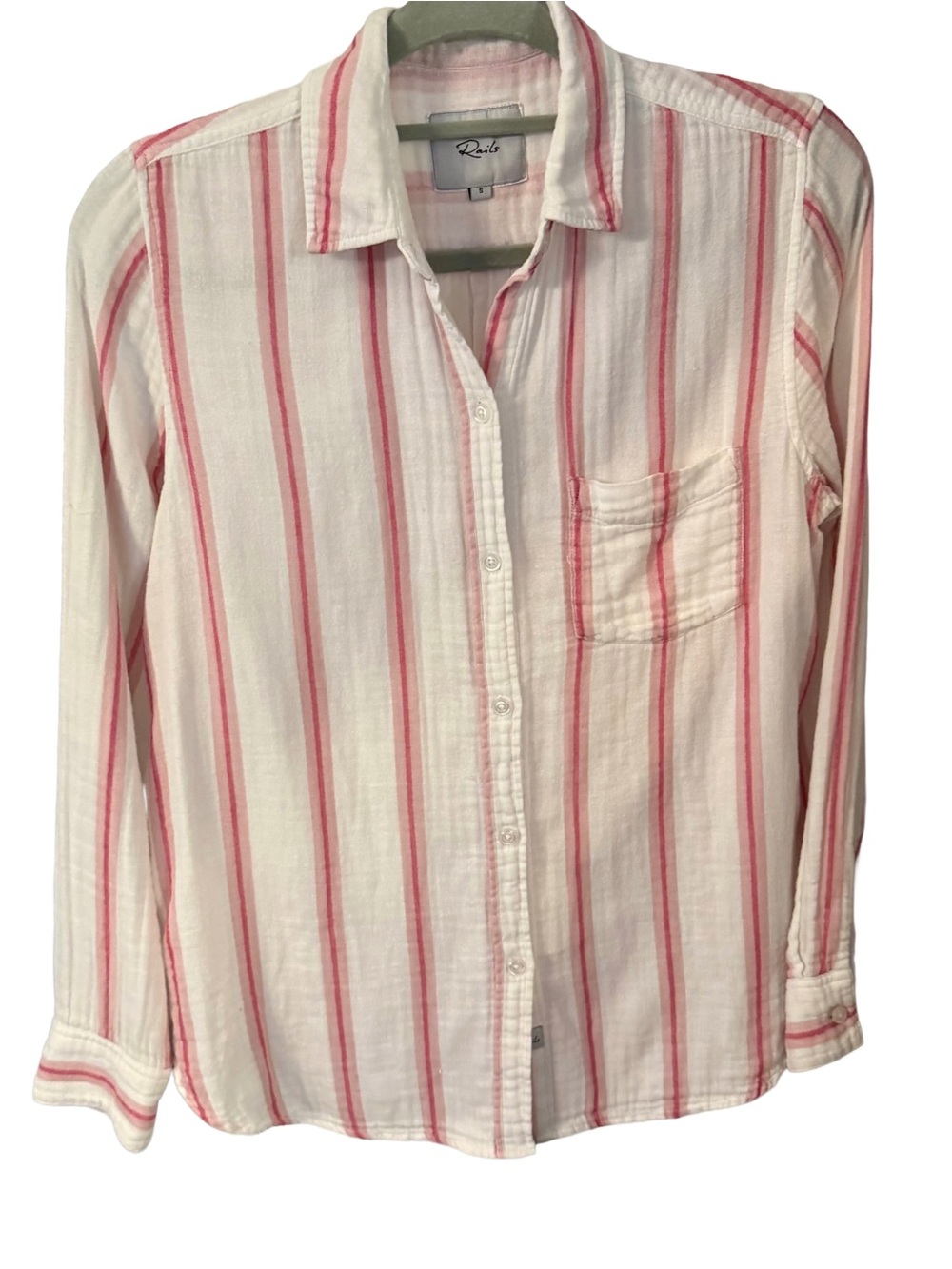 Rails Regan Tulip Stripe Shirt Button Down 100% Cotton Patch Pocket Sz S EUC